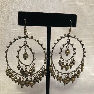 VTG Delicate Bohemian Brass Hoop Earrings